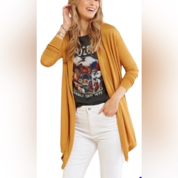 Evereve Peyton Jensen Mustard Yellow Light Cardigan XS - Picture 2 of 5